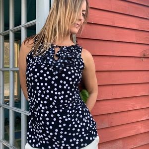 WHBM Polka Dot Ruffled Top